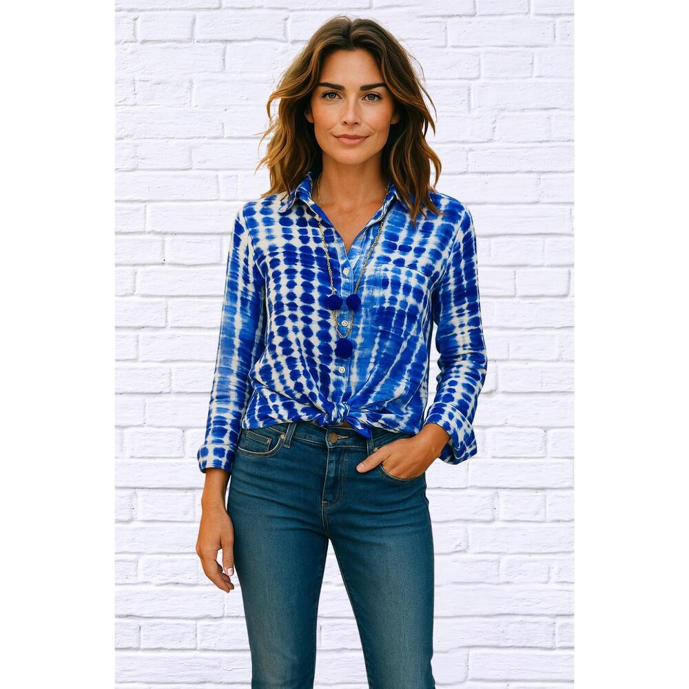 NEW DIVA USA button up long sleeve shirt in indigo ink